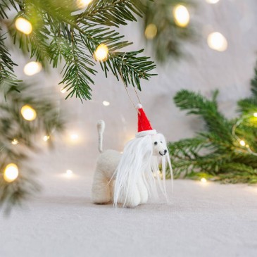 Χριστουγεννιάτικο Στολίδι Afghan Hound in Santa Hat Sass and Belle FELTXM113